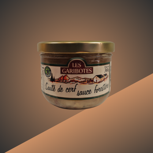 Sauté de cerf sauce forestière Les Garibotes vendu par L’Étal de l’Aveyron à Agde – Spécialité du terroir