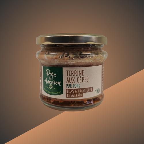 Terrine aux cèpes pur porc du Porc de l’Aveyron vendue par L’Étal de l’Aveyron à Agde