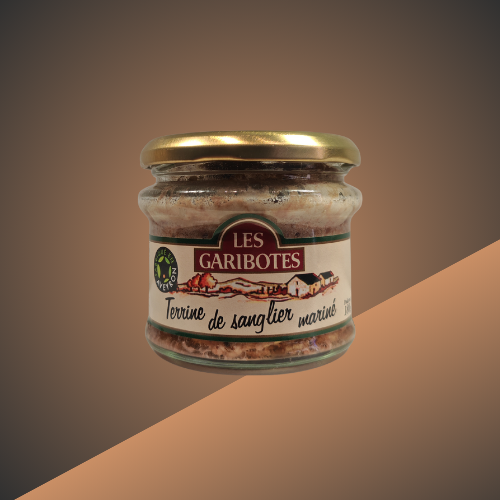 Terrine de sanglier marinée Les Garibotes vendue par L’Étal de l’Aveyron à Agde – Spécialité du terroir aveyronnais