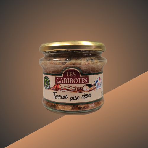 Terrine aux cèpes Les Garibotes, spécialité artisanale aveyronnaise disponible chez L’Étal de l’Aveyron à Agde